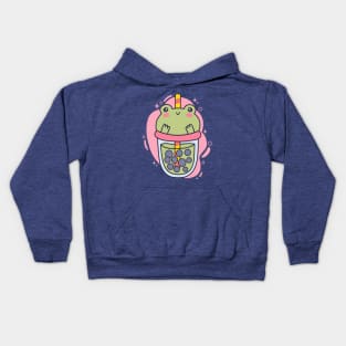 Bubble Tea Frog Cup Kawaii Boba Lover Kids Hoodie